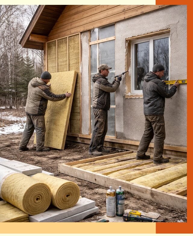 Утепление дачного дома в Югорске от 4850 руб/м2 — недорого | ТепломастерЮгр